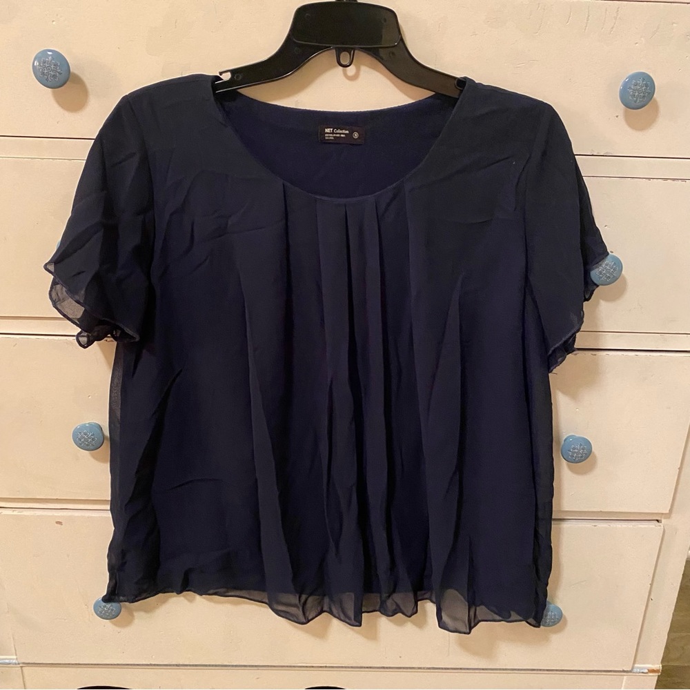 Net Navy Blue Blouse